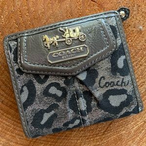 Coach Wallet Ocelot Leopard Silver Leather Trim